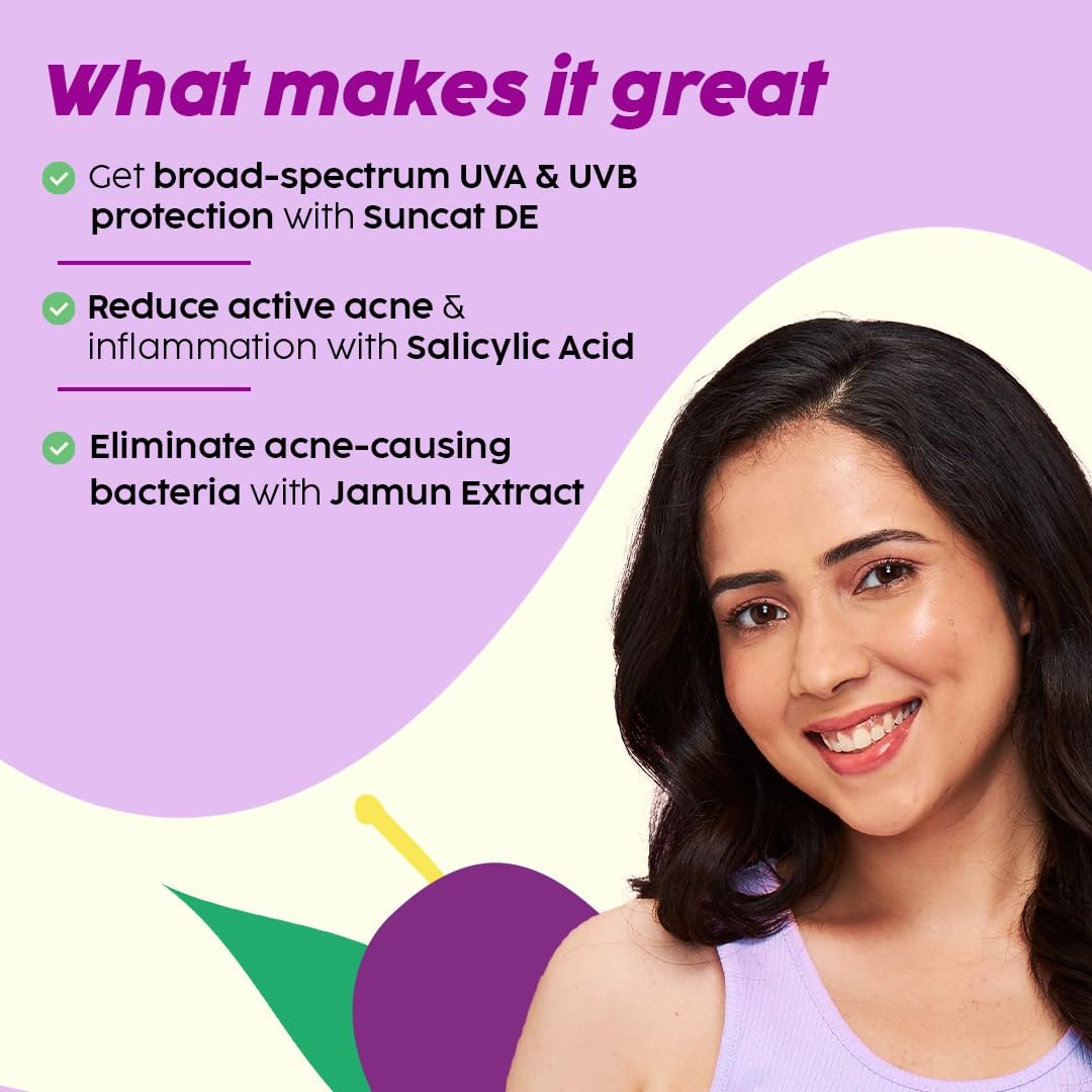 PLIX THE PLANT FIX Jamun Matte Invisible Sunscreen | In Vivo Tested SPF 50+ PA+++ | For Oily, Acne-Prone skin | Lightweight, No White Cast thumbnail