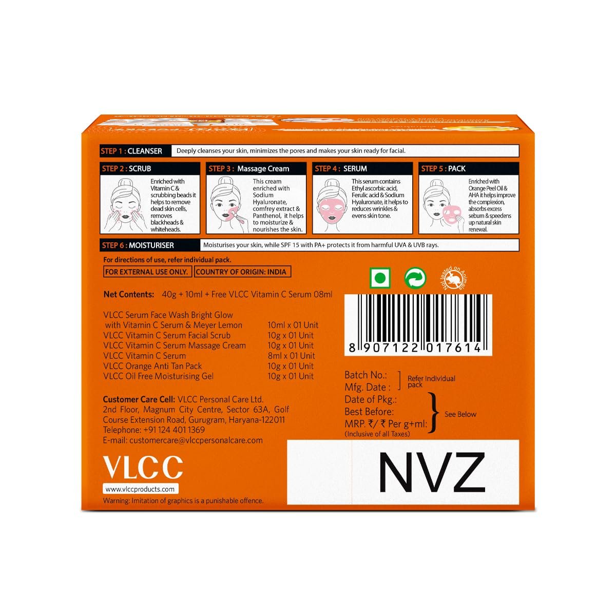 VLCC Vitamin C Serum Facial Kit - 58g | Skin Brightening Facial Kit | Skin Brightening Facial at Home | Fades Spots and Dullness | Vitamin C, Hyaluronic Acid & Ferulic Acid thumbnail