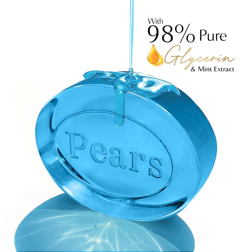 Pears Original Glycerin Soap Bar - Soft & Fresh Glow | With 98% Pure Glycerin & Mint Extract | For a Fresh Glow | With Plant Based Cleanser for Skin & Body | Paraben-free | 125gms x 4 thumbnail