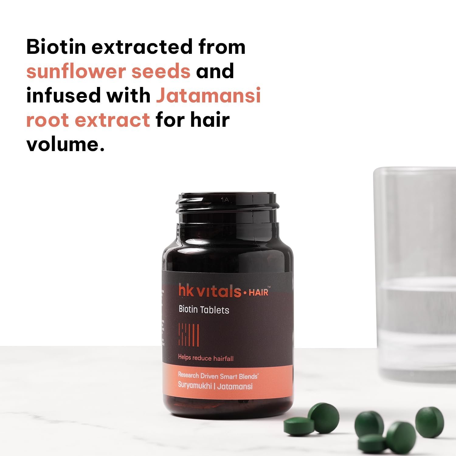 hk vitals Biotin, 90 Tablets Supplement for Hair Growth, Strong Hair and Glowing Skin, Fights Nail Brittleness thumbnail