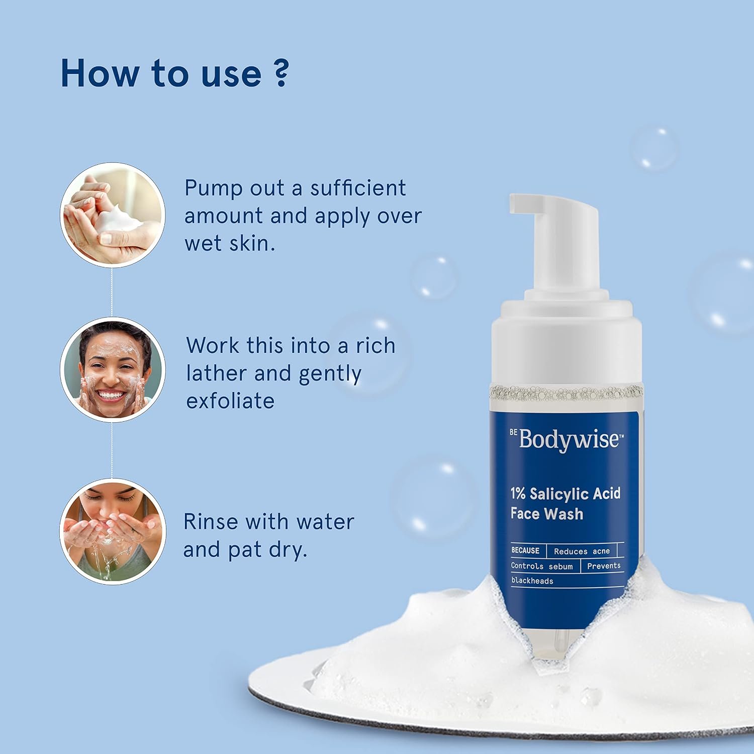 Be Bodywise 1% Salicylic Acid Oil Control Face Wash For Acne & Pimples Acid Reduces Excess Oil Exfoliates Paraben & Soap Free, 120ml thumbnail
