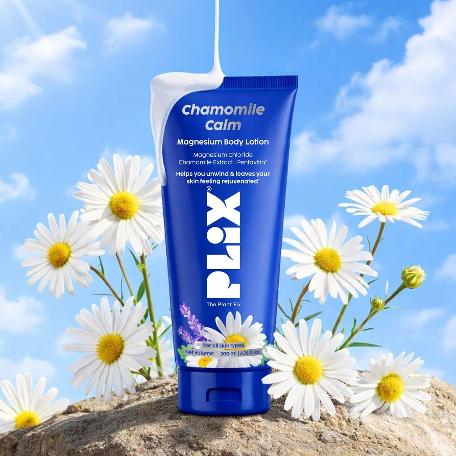 PLIX - THE PLANT FIX Chamomile Calm Magnesium Body Lotion | 10% Magnesium Chloride | Chamomile Extract | Lavender Oil | Helps Relax Tired Muscles | For Men & Women thumbnail