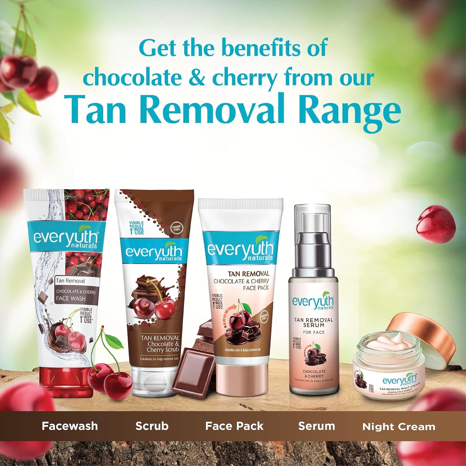 Everyuth Naturals Tan Removal Chocolate & Cherry Face Wash| DeTan Daily|Visible Result from 1st use| For Oily, Dry, Normal, Combination & Sensitive Skin |150g Tube1 thumbnail