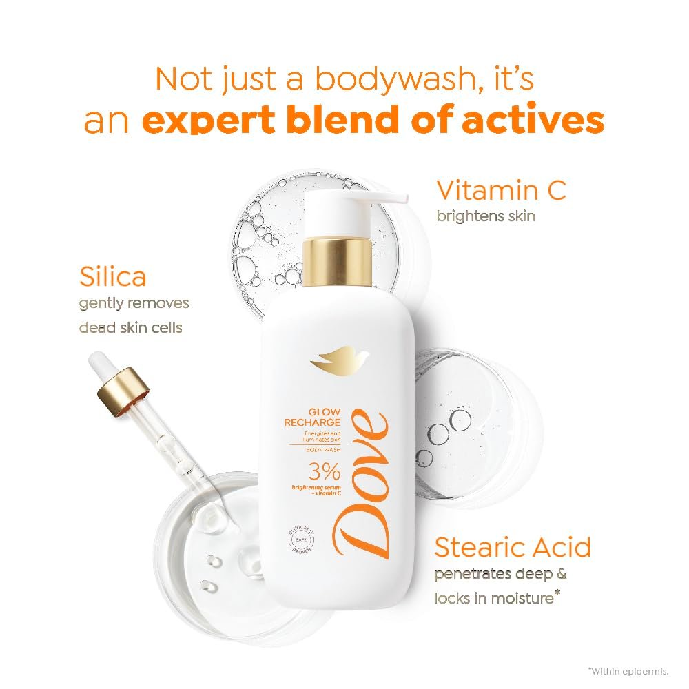 DOVE Glow Recharge Serum Body Wash, 300 ml, for Glowing and Refined Skin, with 3% Brightening Serum and Vitamin C, Dermatologist Co-Created, Sulfate-Free thumbnail