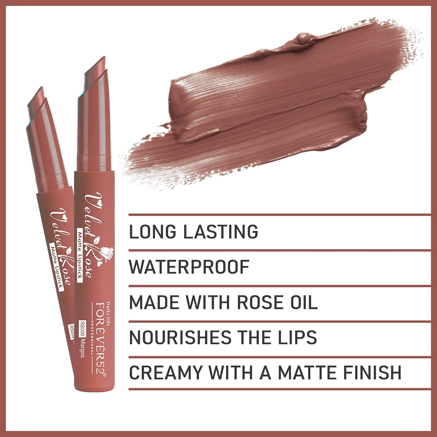 Daily Life Forever52 Velvet Rose Matte Long-Lasting Crayon Lipstick (Enriched With Rose Oil) - Hydrating Bold Lip Color With Silky Finish Look -Margos | Pinks thumbnail