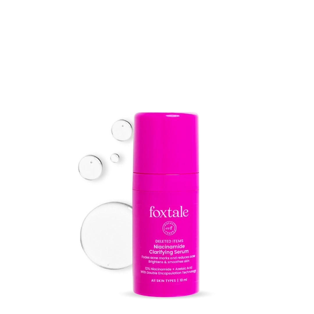 Foxtale 12% Niacinamide Face Serum with Azelaic Acid for Oil Control, Fade Acne Marks, Acne & Dark Spots | Brightens & Clear Skin, For Oily, Acne Prone, & Combination Skin | 10 ml