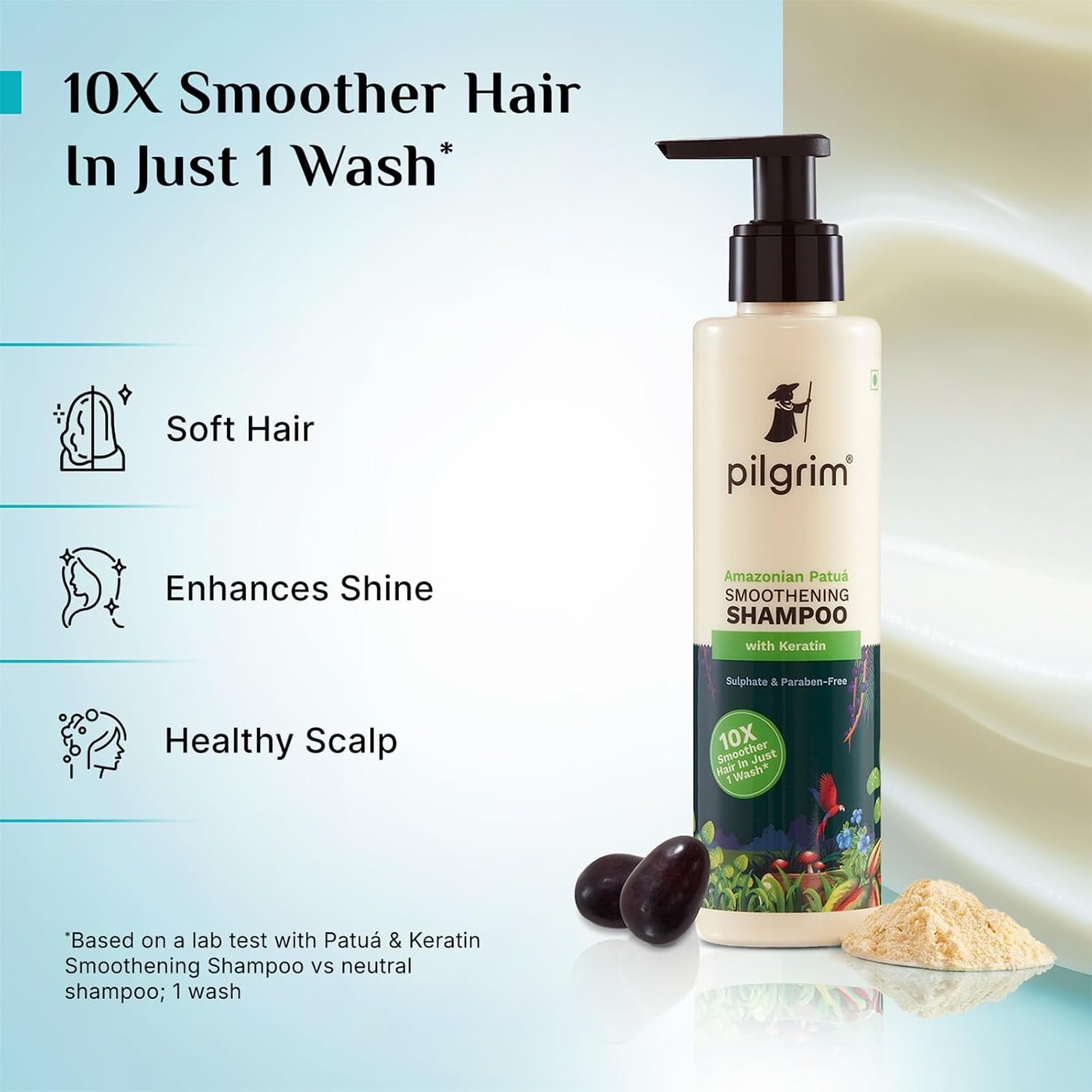 Pilgrim Patua & Keratin Hair SMOOTHENING SHAMPOO for Dry & Frizzy hair 200 ml & Amazonian Patuá & Keratin Hair Smoothing Conditioner-Unscented- For Dry & Frizzy Hair thumbnail