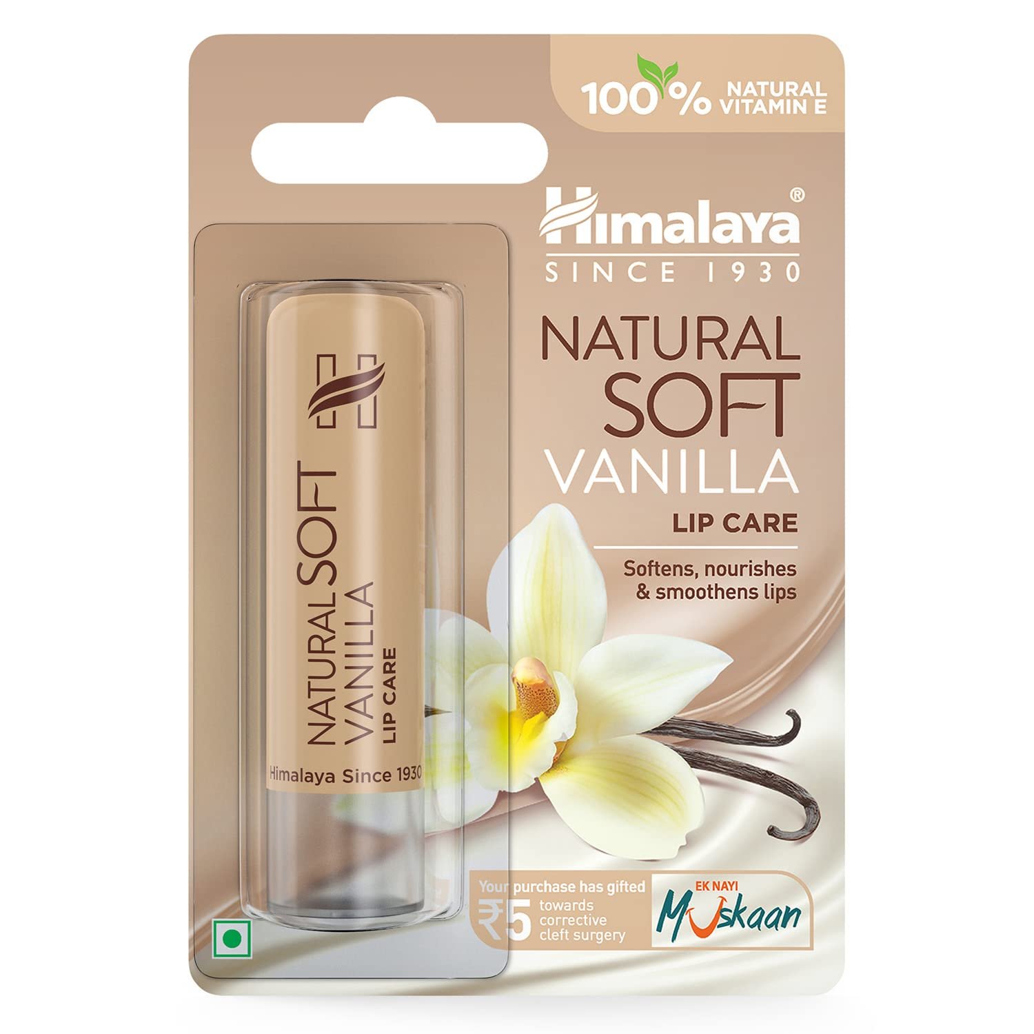 Himalaya Natural Soft Vanilla Lip Balm Care – 4.5g | Moisturizing Lip Care for Soft, Smooth & Nourished Lips thumbnail