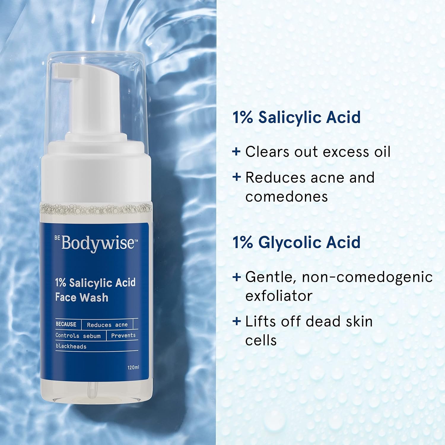 Be Bodywise 1% Salicylic Acid Oil Control Face Wash For Acne & Pimples Acid Reduces Excess Oil Exfoliates Paraben & Soap Free, 120ml thumbnail
