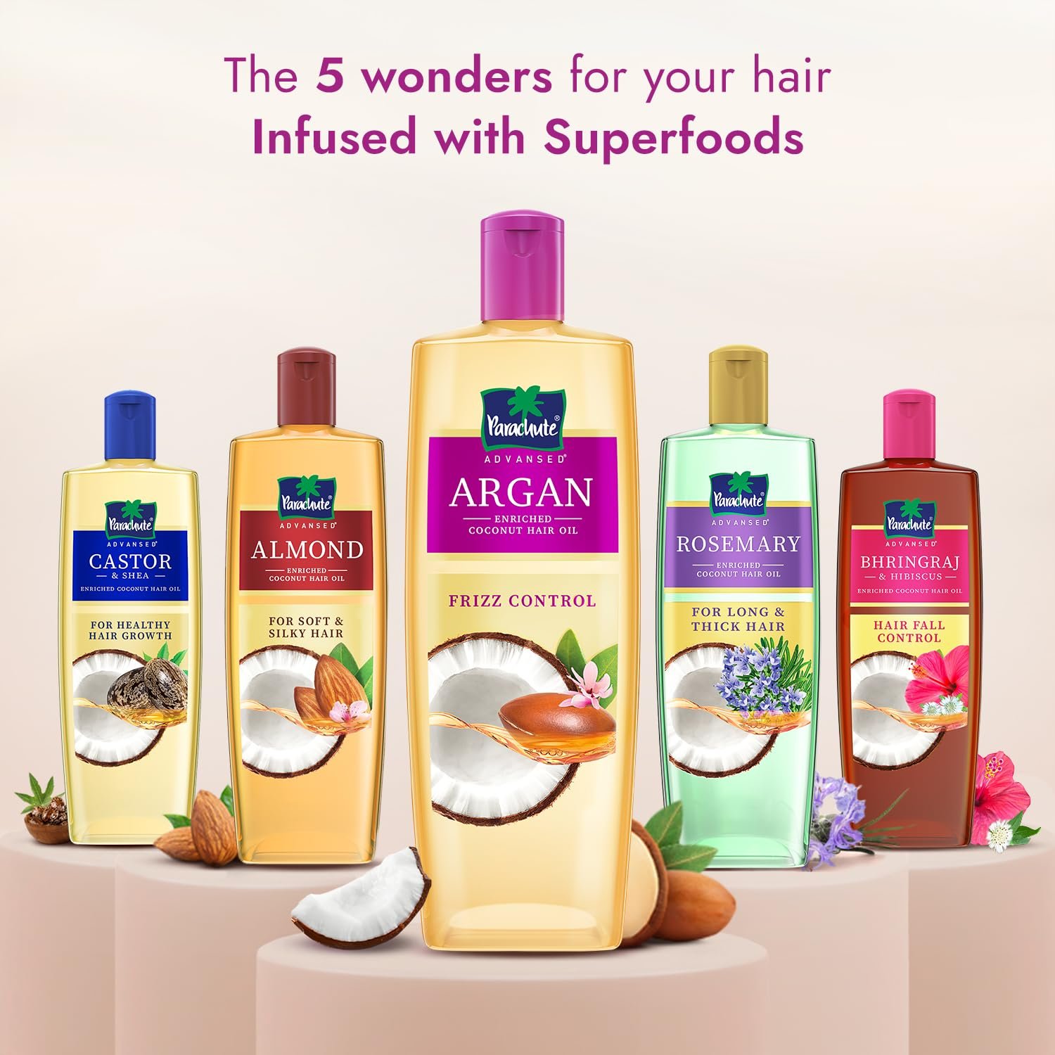 Parachute Advansed Argan-enriched Coconut Hair Oil| Argan Hair Oil| Blend of Superfoods| Controls Frizz| 300 ML thumbnail