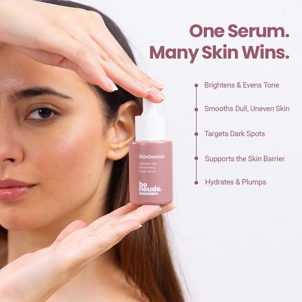 Be Neude SkinGenesis 30ml All in One Face Serum with 12% Actives – Lactic Acid, Niacinamide & Hyaluronic Acid; Reduces Dark Spots, Fine Lines, Protects Skin Barrier, For Men & Women, thumbnail