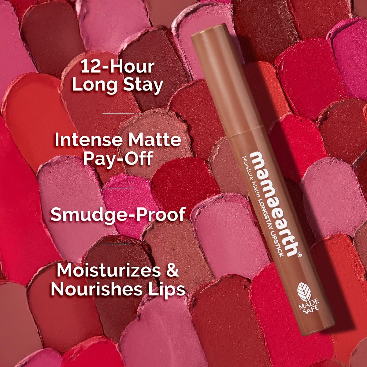 Mamaearth Moisture Matte Longstay Lipstick With Avocado Oil & Vitamin E For 12 Hour Long Stay-04 Cinnamon Nude - 2 G thumbnail