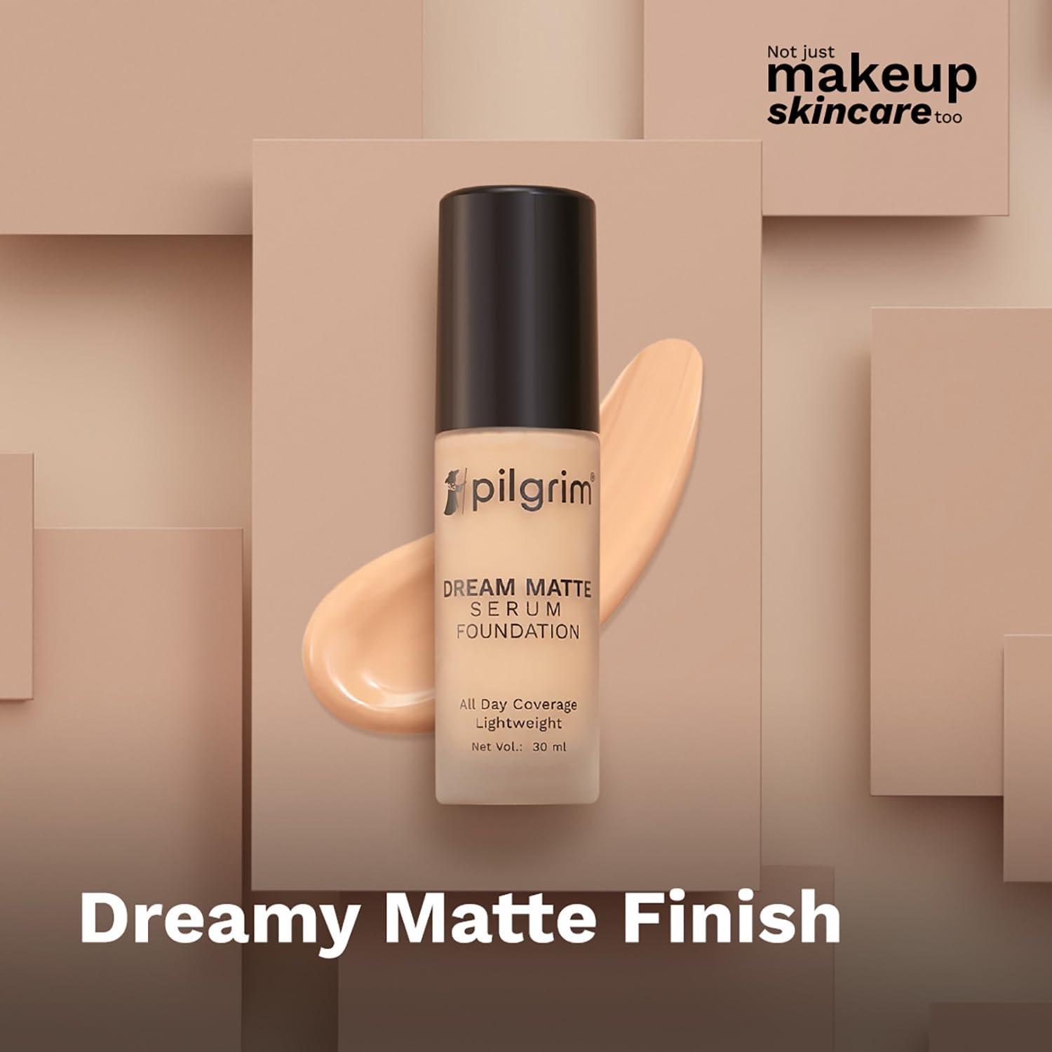Pilgrim Medium Golden Beige Serum Liquid Foundation, Matte & Poreless,30 ml | Foundation for face make up infused | Water-Resistant,All Day Coverage|All Skin Types thumbnail