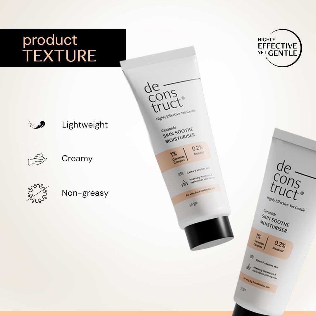 Deconstruct Skin Soothe Moisturizer | 1% Ceramides + 0.2% Bisabolol | Ceramide Barrier Repair | Soothing | For Very Dry to Combination Skin | Deep Moisturization & Hydration | 50 gm thumbnail