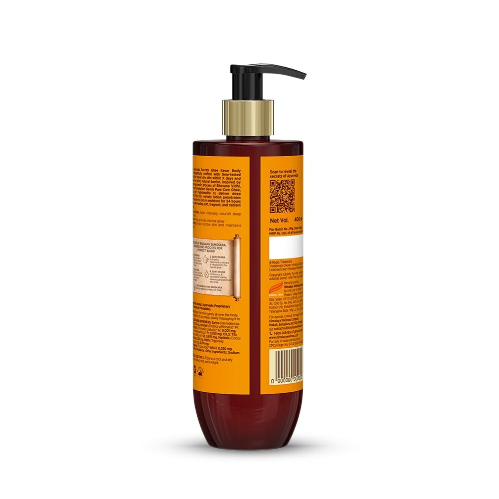 Himalaya Ayurveda Secrets | Ghee Kesar Moisturizing Body Lotion for Dry Skin | With pure cow ghee, kumkuma (saffron) |  200ml thumbnail