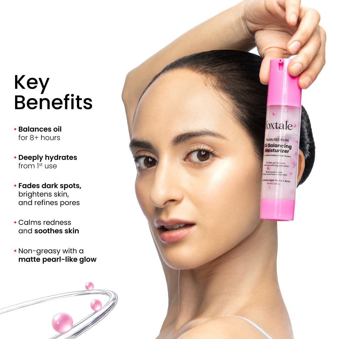 Foxtale Oil-Balancing Gel Moisturizer for Oily Skin with Niacinamide, 50ml Non greasy, Lightweight, Quick Absorbing, Won't clog pores, grease free, Reduce Excess Oil, Combination, Cica, men, thumbnail