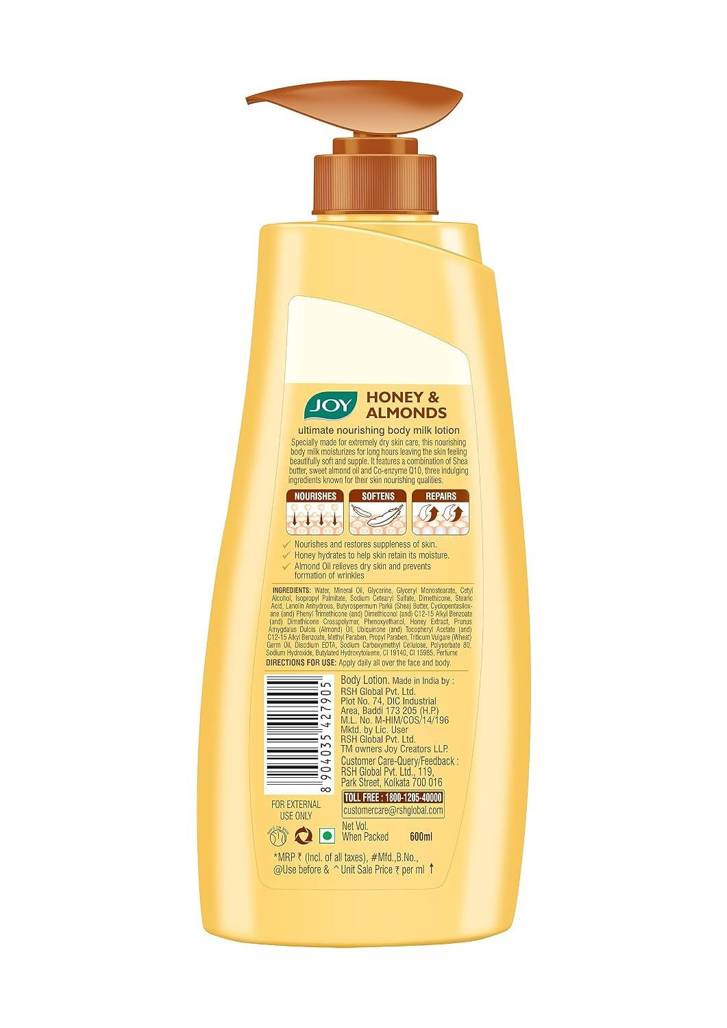 Joy Honey & Almonds Ultimate Nourishing Body Milk Winter Lotion 600ml | With Shea Butter & Vitamin E | Long Lasting Moisture | Prevents Dryness & Provides Intense Moisturization for Dry Skin thumbnail