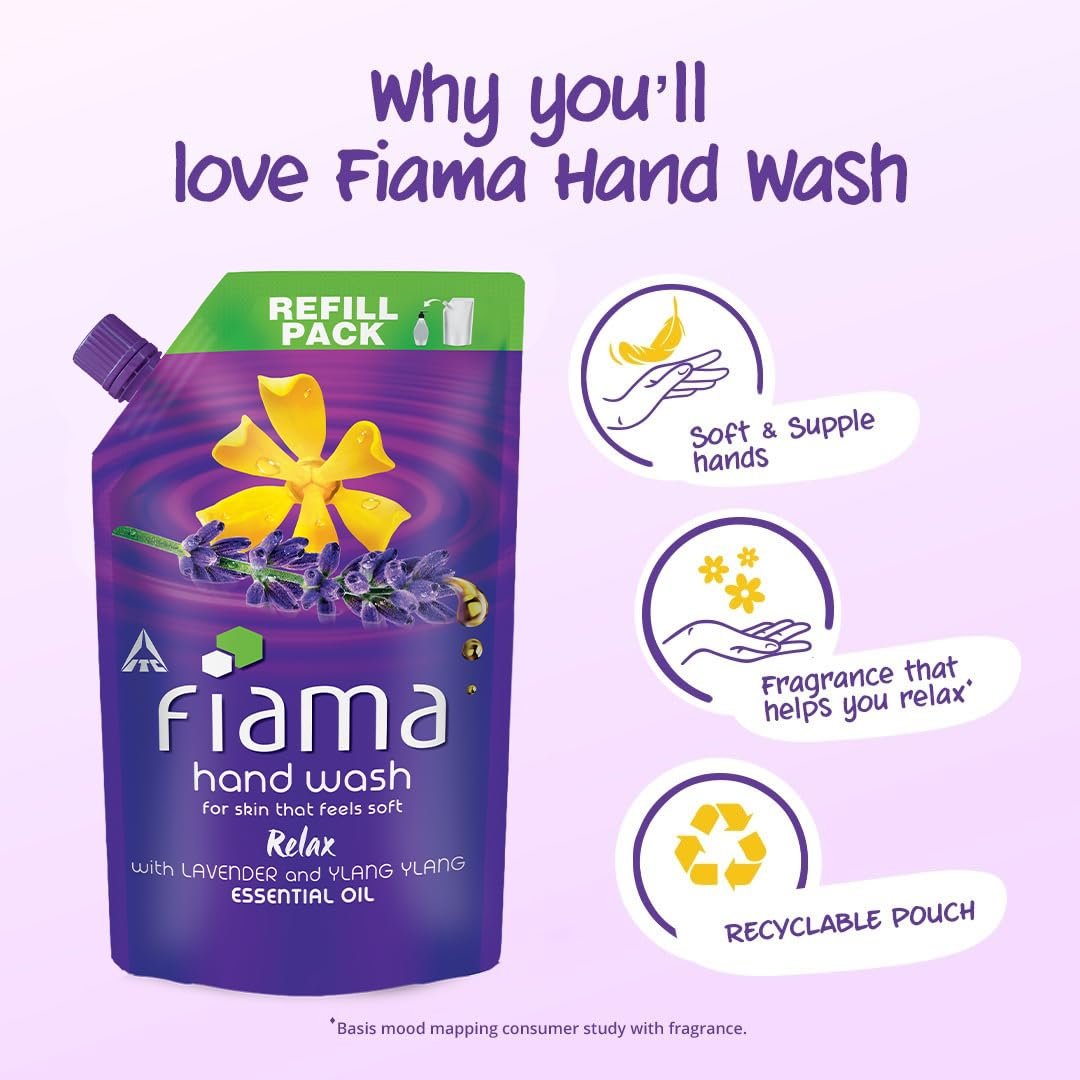 Fiama Relax Hand Wash, 750 ml Refill Pack, Value Pouch, Lavender Oil & Ylang Extracts Handwash, for Soft & Supple Hands thumbnail