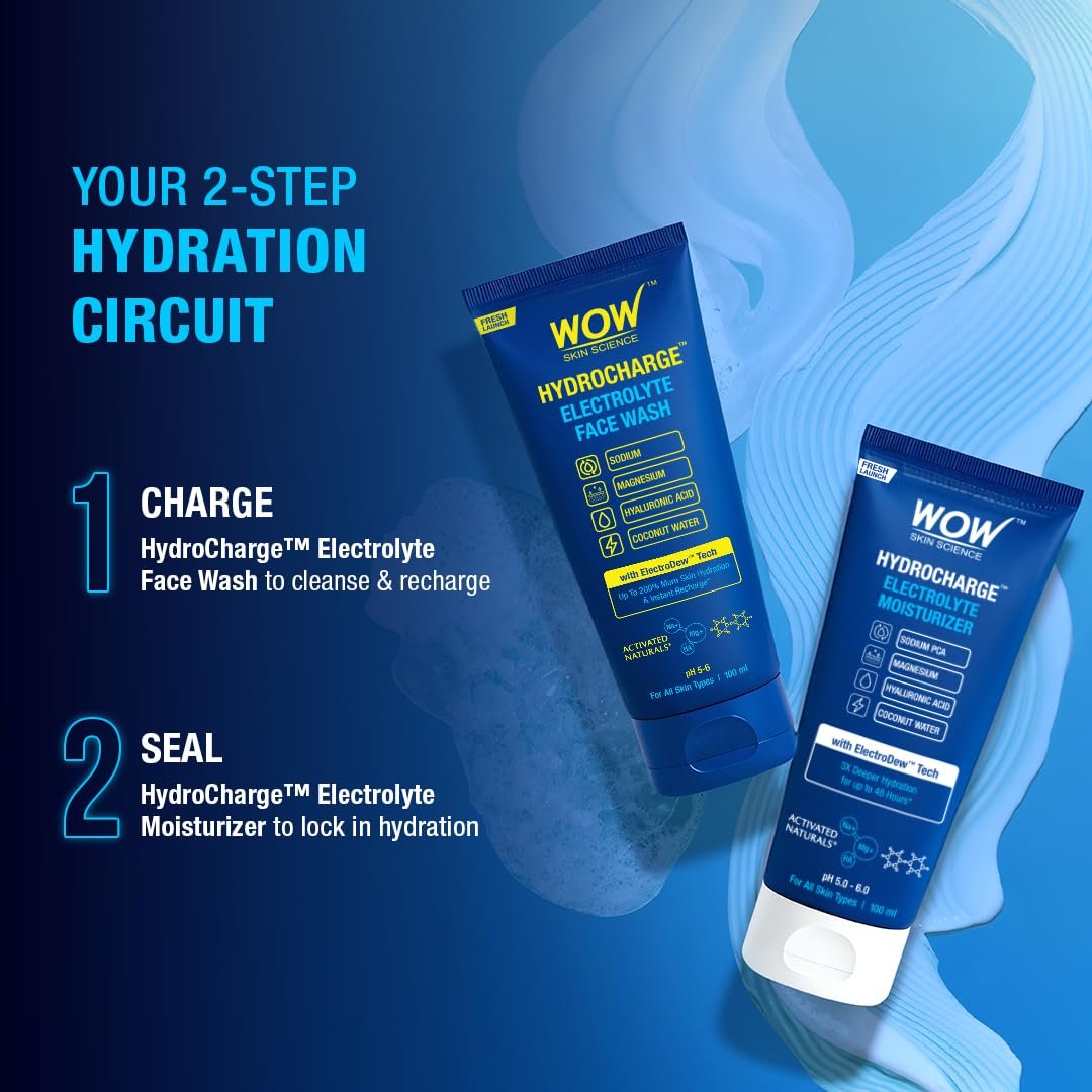 WOW Skin Science HydroCharge™ Electrolyte Moisturizer for Men & Women | 3X Deeper Hydration Up to 48H | 100ml thumbnail