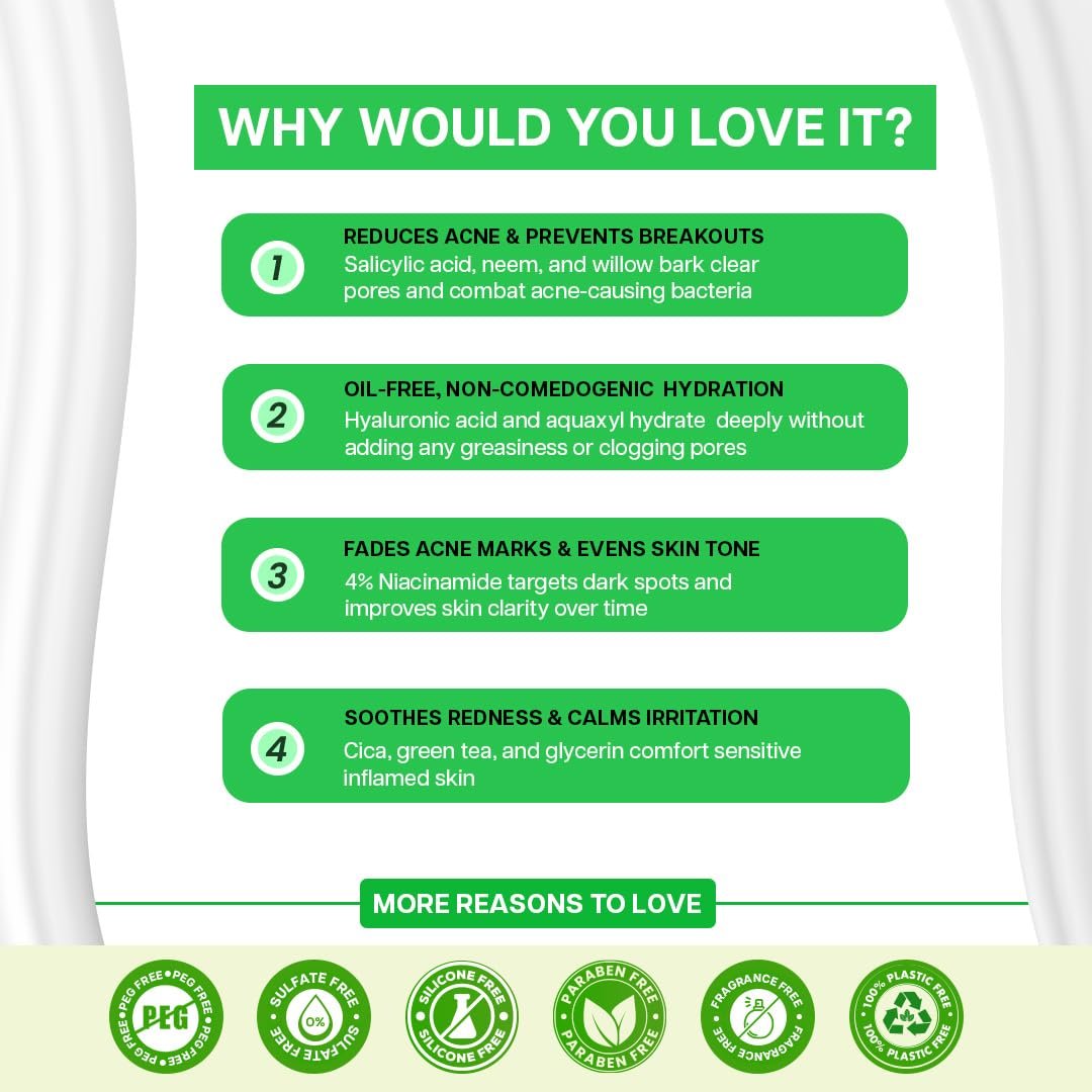Jovees Derma Green Tea Light Moisturizer | With 1% Hyaluronic & 4% Niacinamide | Fights Pimples & Hydrates | Fades Dark Spots & Brightens Skin | Non-Sticky Moisturizer | 50g thumbnail