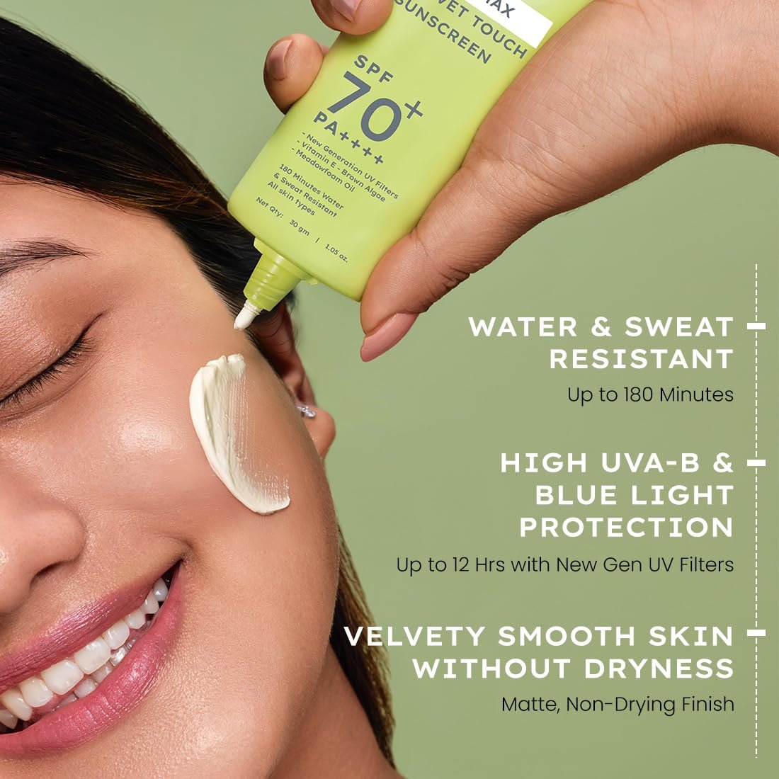 Hyphen Matte Max Velvet Touch Sunscreen Spf 70+ Pa++++|Sun Protection|Sun Shield|Moisturizes And Soothes Skin|12 Hrs Uva-Uvb Protection|Sunscreen Spf No White Cast, Combination -30G thumbnail