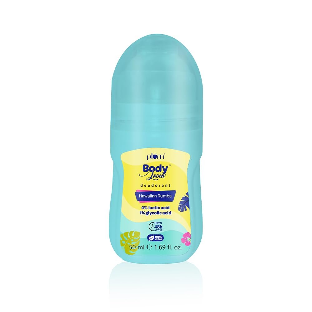 Plum Women's Bodylovin' Hawaiian Rumba Deodorant Roll On |Controls Odor & Fades Underarm Darkness | 48 Hr Freshness | Fresh Beachy Fragrance|Aluminium-Free(50 Ml)