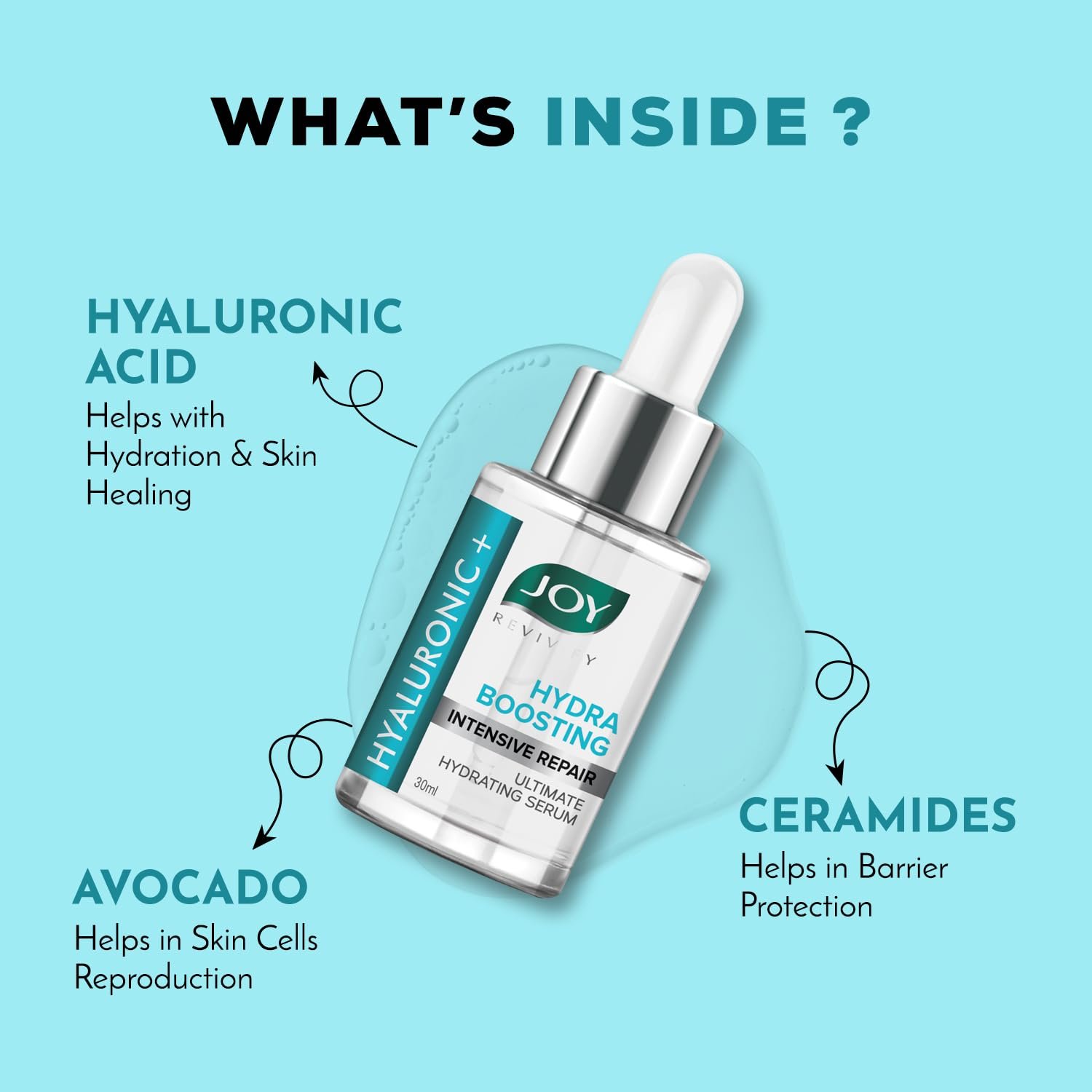 Joy Hydra Boosting Hyaluronic Acid Face Serum for Intensive Repair | Revitalizes, Renews, Rejuvenates, Hydrates & Protects Skin from Sun | Suitable for All Skin Types (30ml) thumbnail