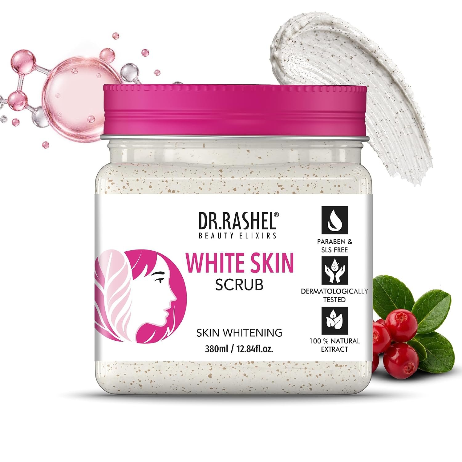 DR.RASHEL Beauty Elixirs White Skin Scrub, Exfoliating Face & Body Scrub for Skin Brightening, Dark Spot & Pigmentation Care, Dead Skin Cell Remover, Smooth & Even-Looking Skin, 380 ml