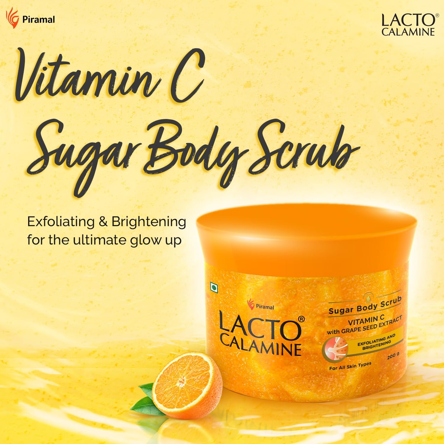 Lacto Calamine Vitamin C Sugar Body Scrub | 200 g | Gentle Body Exfoliator | Body Scrub for Healthy & Glowing Clear Skin | thumbnail