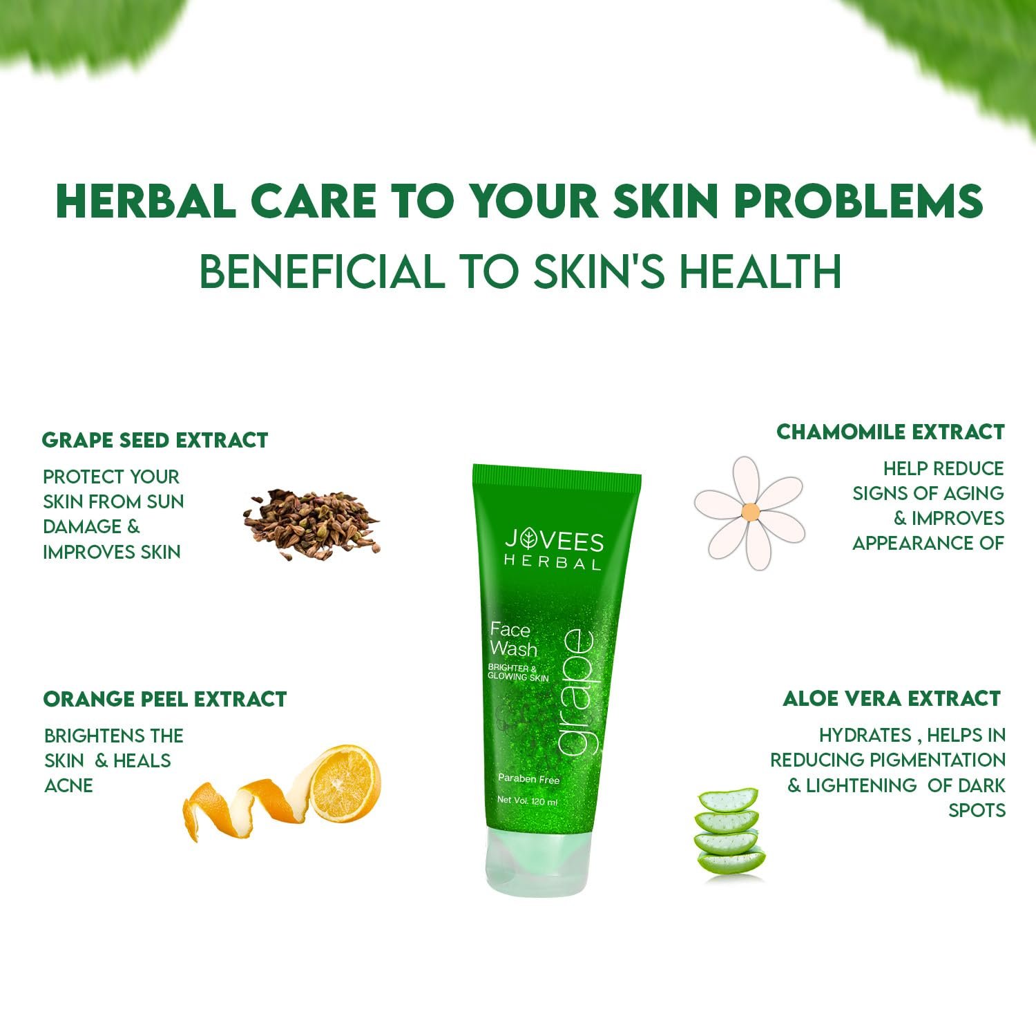 Jovees Herbal Grape Face Wash With Grape Seed & Orange Peel Extracts | For Brighter & Glowing Skin | Reduces Uneven Skin Tone & Fine Lines | For All Skin Types 120ml thumbnail
