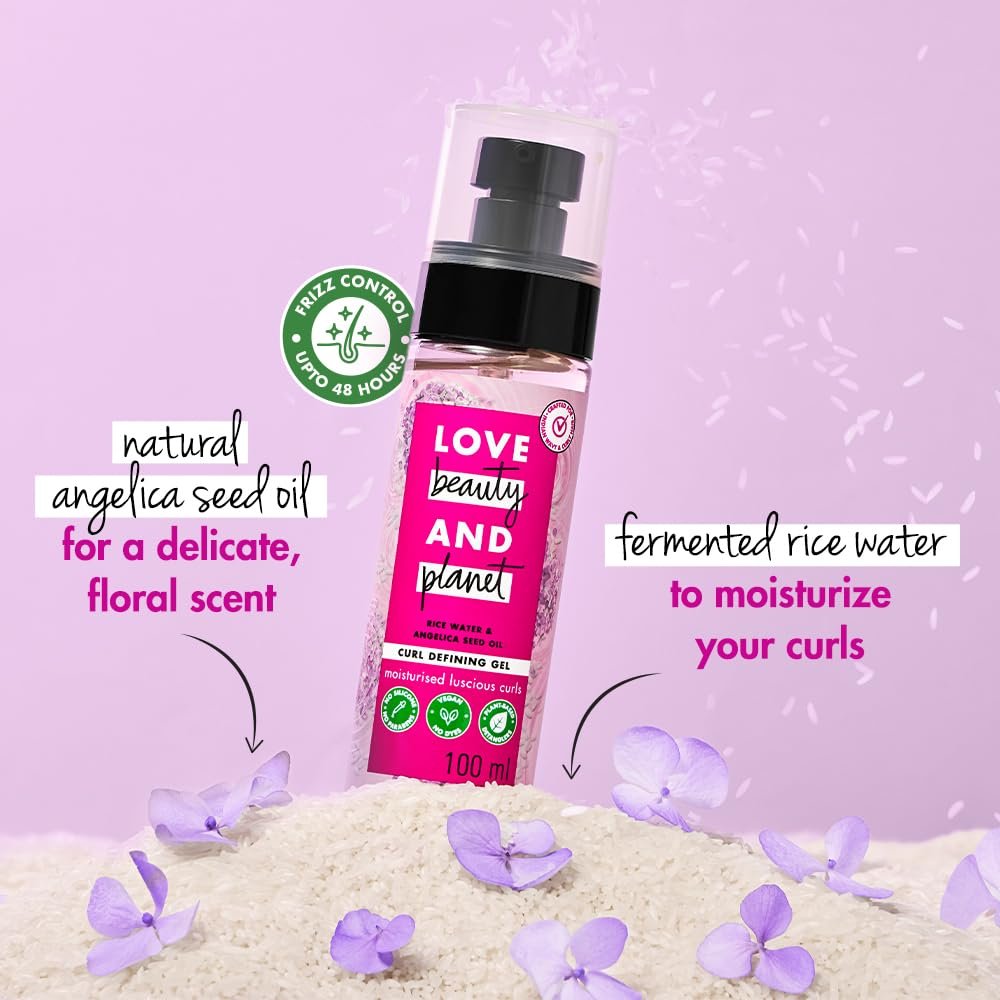 Love Beauty & Planet Rice Water & Angelica Seed Oil Curl Defining Gel | Helps Define Curls, Control Frizz & Enhance Natural Curl Shape | Silicone-Free & Dye-Free Formula | 100ml thumbnail
