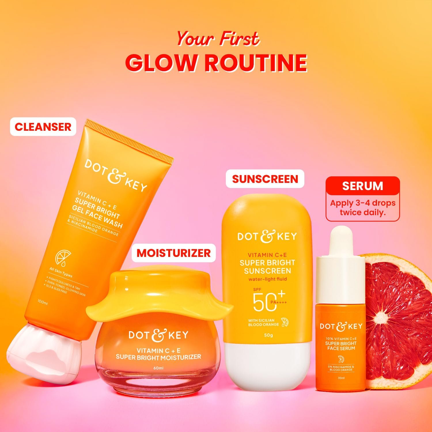 DOT & KEY 10% Vitamin C + E Serum with 5% Niacinamide,for Glowing Skin,Fades Dark Spots & Hyperpigmentation,Infused with Blood Orange & Pumpkin,Targets Dull & Uneven Skin 20ml thumbnail