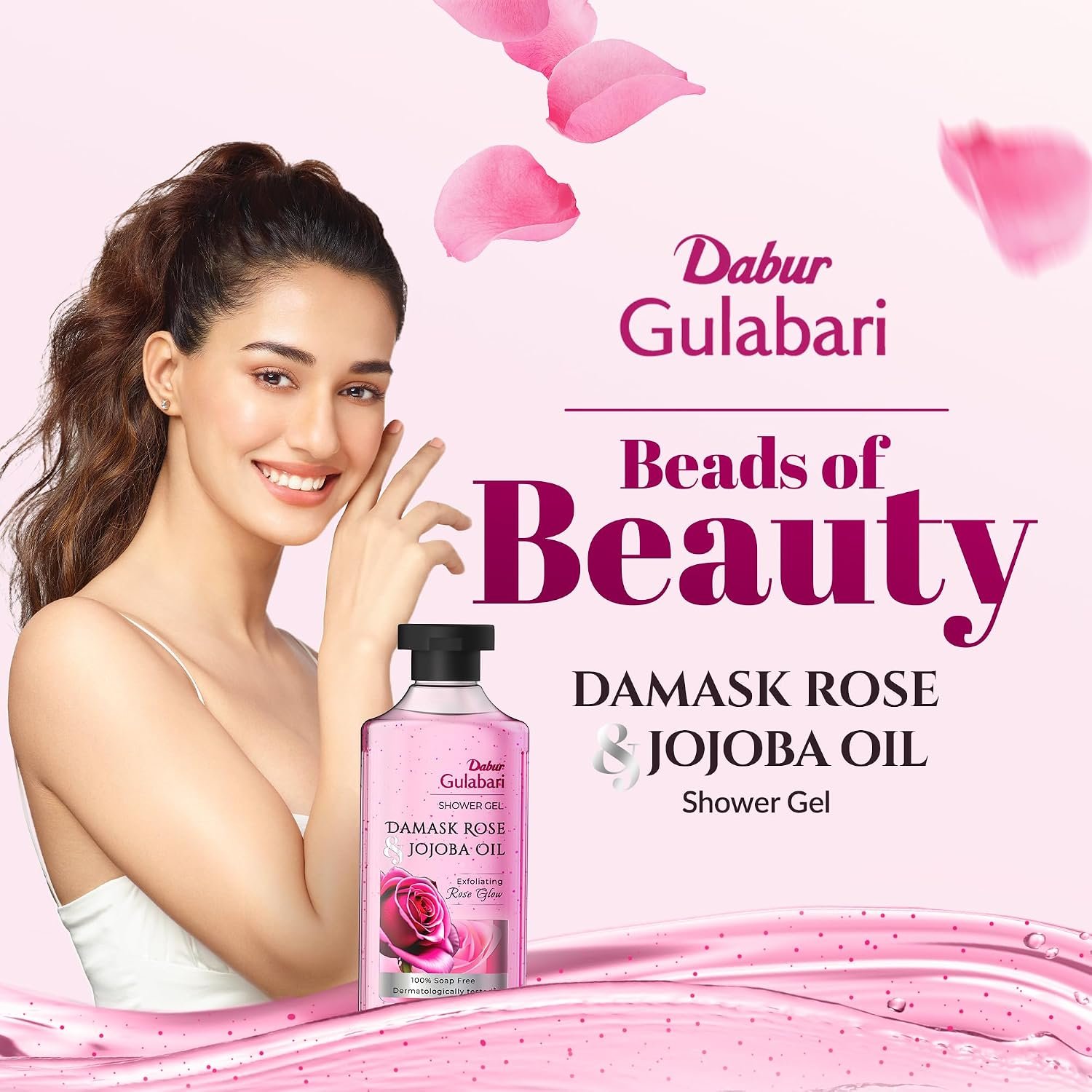 Dabur Gulabari Shower Gel - 250 ml | 99% Pure Glycerine | Gentle Bodywash | Cellulite beads for Exfoliation | 0% Parabens & Soap | thumbnail