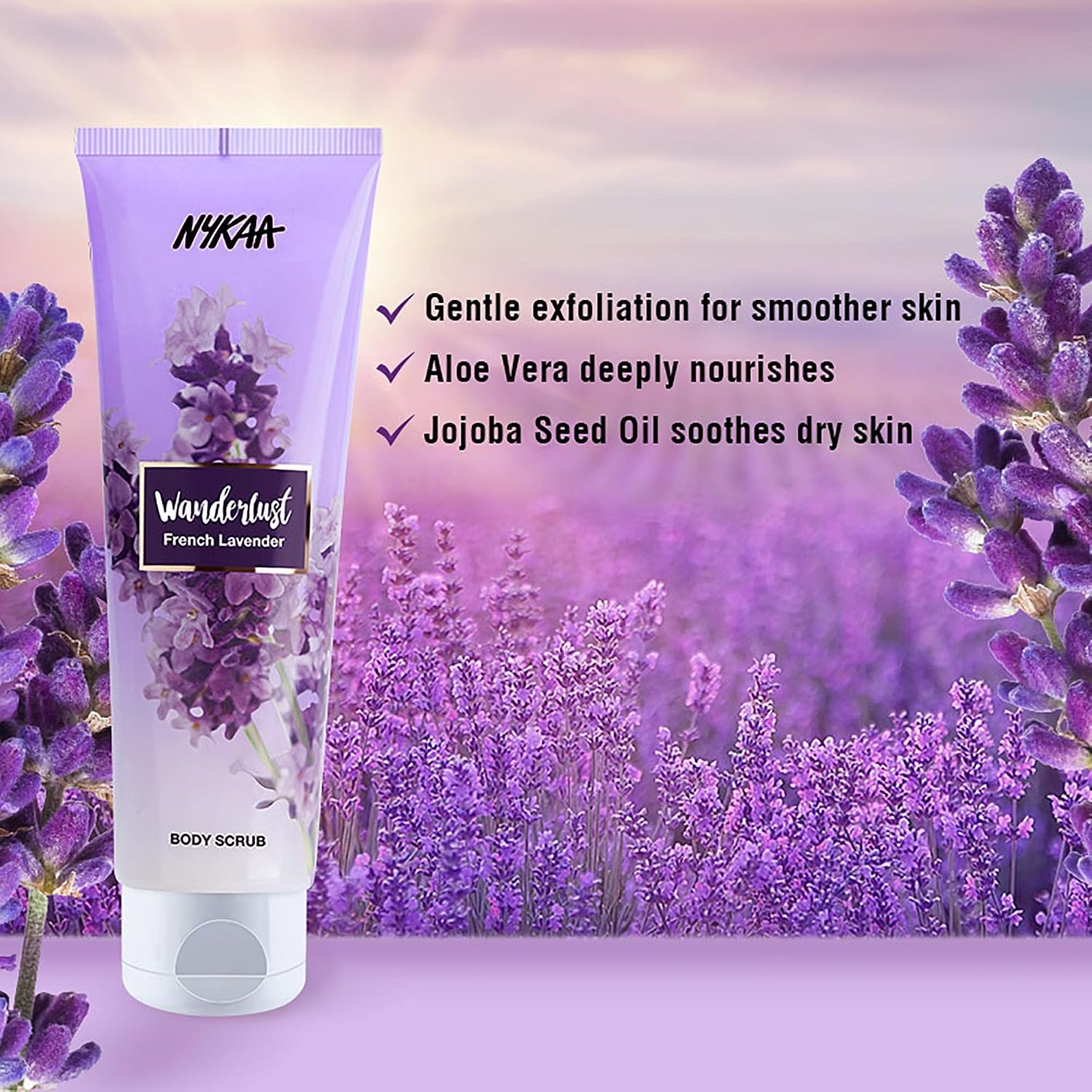 Nykaa Wanderlust French Lavender Exfoliating Body Scrub, Gentle Exfoliating Body Care for Smooth, Soft & Radiant-Looking Skin, Refreshing Floral Lavender Fragrance, Luxurious Self-Care Ritua thumbnail