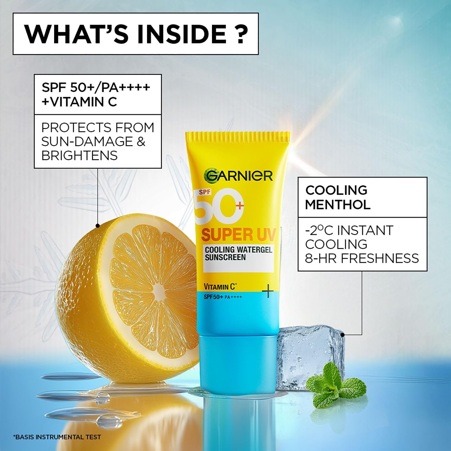 Garnier Super UV Cooling Watergel Sunscreen SPF 50 PA++++, 60ml Instant Cooling & 8-hr freshness | thumbnail