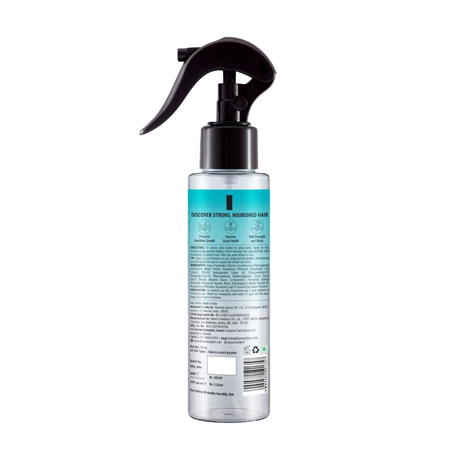 Pilgrim Korean Black Rice and Rosemary Water Spray With Biotin for Hair Growth 100ml | Hair Spray for Regrowth | Thicker & Stronger Hair | Sulphate & Paraben Free I For Women & Men thumbnail