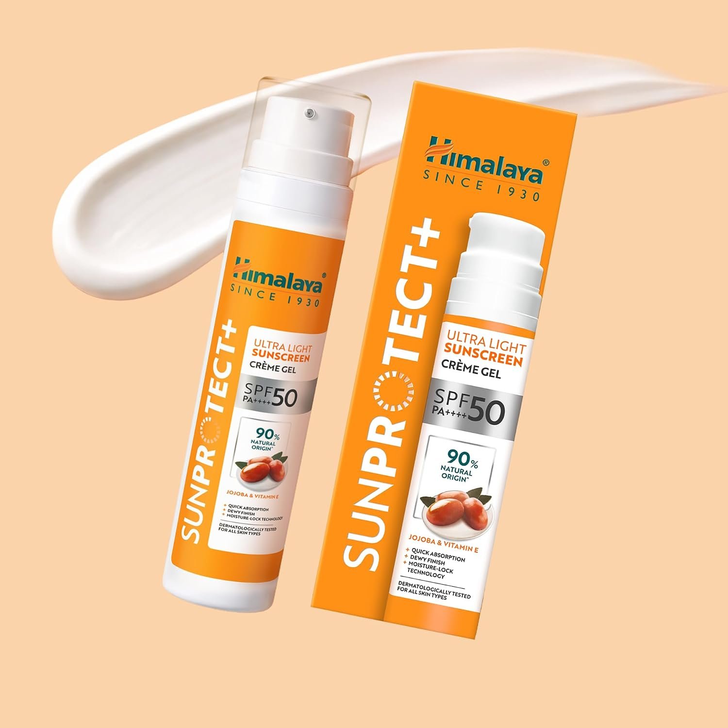 Himalaya Sun Protect+ Ultra Light Sunscreen | Crème Gel | 90% Natural Origin Ingredients | In vivo tested SPF 50 PA++++ | Dermatologically tested for all skin types | No white cast | 50g thumbnail
