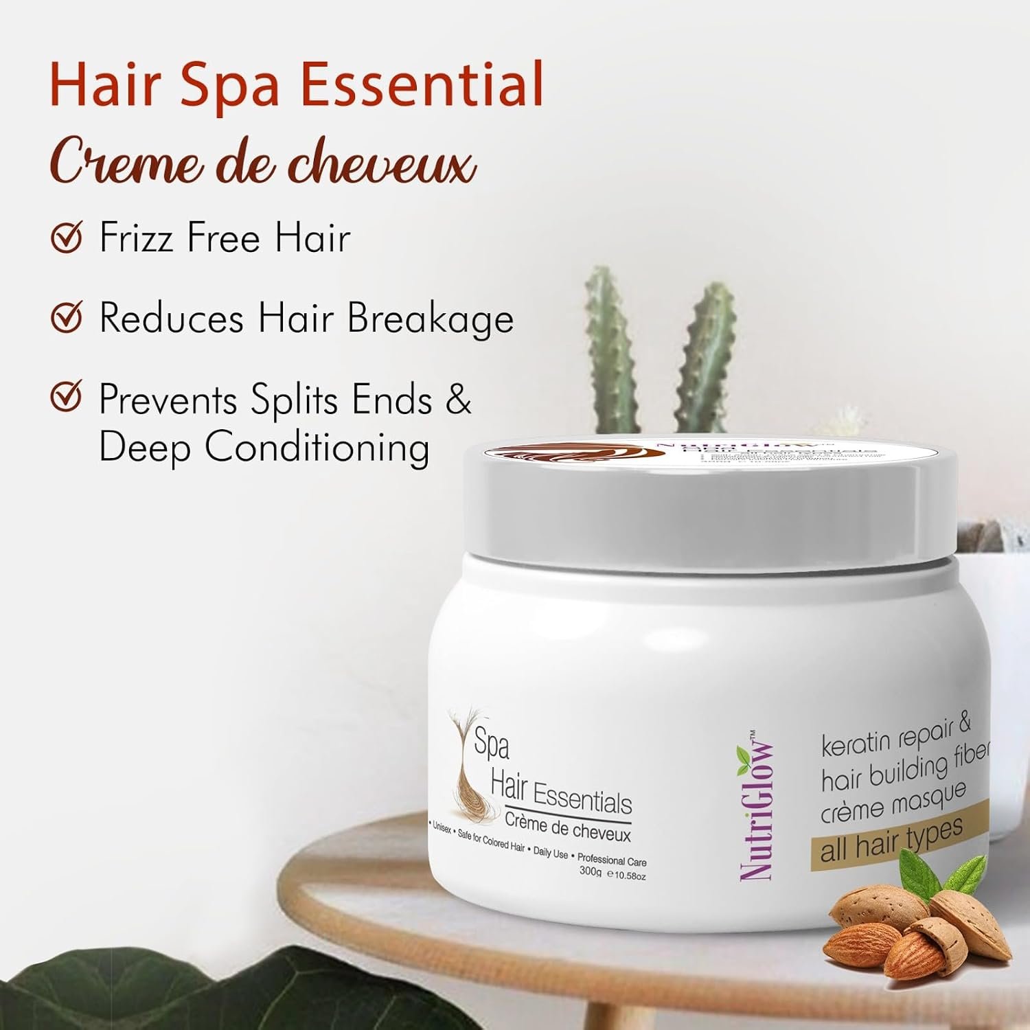 NutriGlow Hair Spa Cream with Keratin Repair Formula for All Hair Types, Professional Care - 300g thumbnail