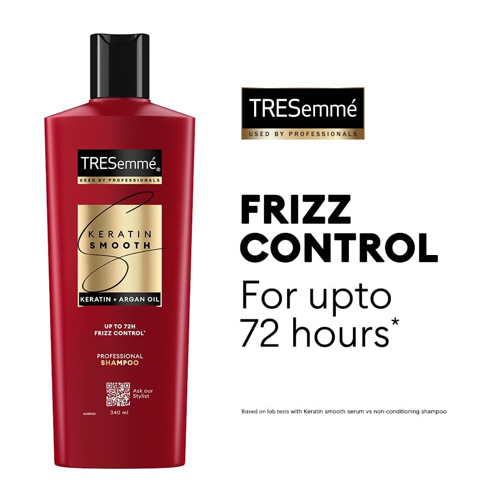 TRESemme Keratin Smooth+ Shampoo 180ml With Keratin Protein and Argan Oil | Salon-Like Smooth Hair | Up To 72H Frizz Control thumbnail