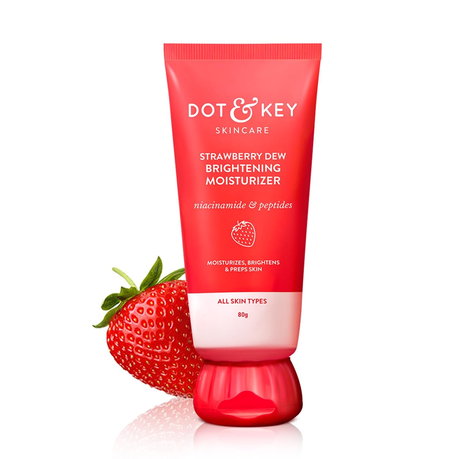Dot & Key Strawberry Brightening Moisturizer | Niacinamide, Peptides & Hyaluronic Acid, Non-sticky, Brightens Skin, Intense Moisturization 80g