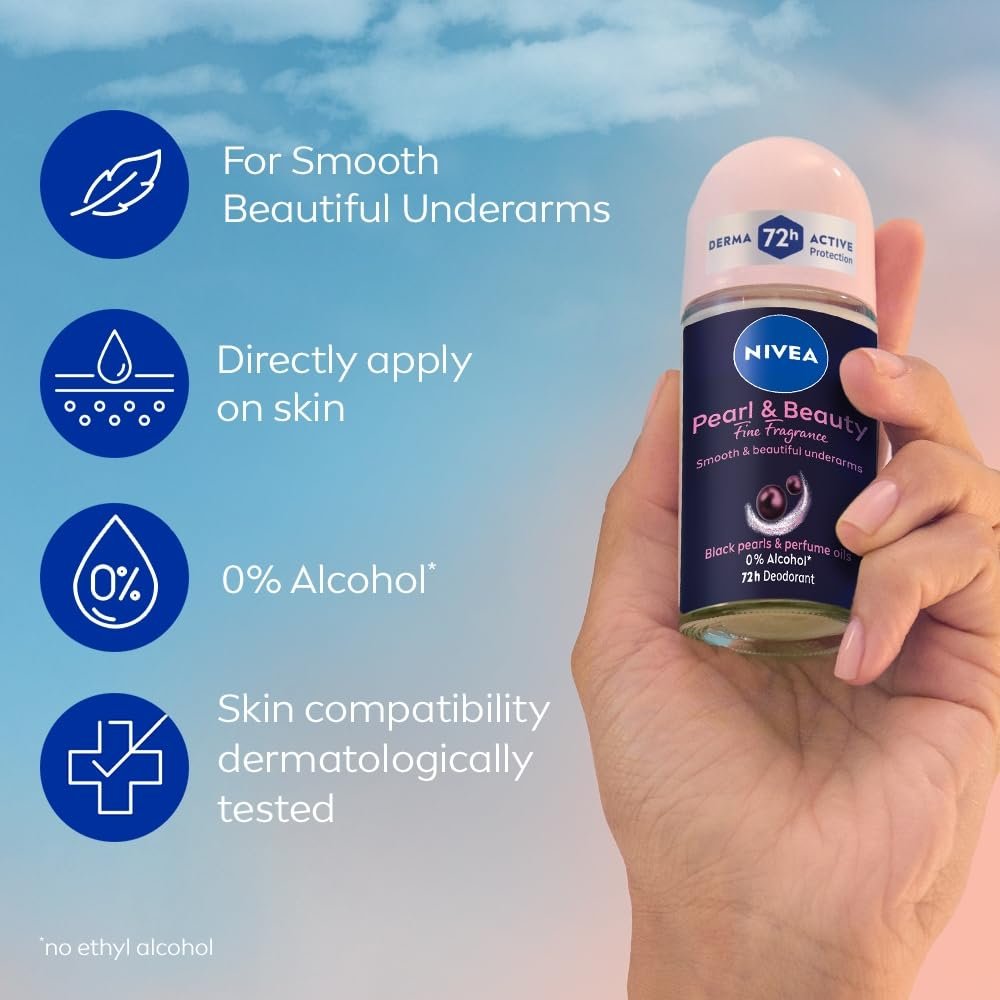 NIVEA Women Pearl & Beauty Roll On Deodorant with 72H Active Odour Protection 50ml thumbnail