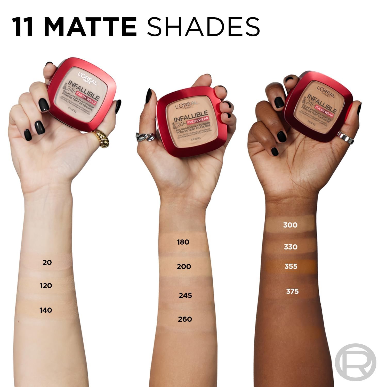 L'Oreal Paris Infallible 24H Powder Foundation, 180 Rose Sand 24H Fresh Wear Powder Foundation, Matte Finish, Sweat-Proof & Waterproof, Weightless High Coverage, Non-Comedogenic thumbnail