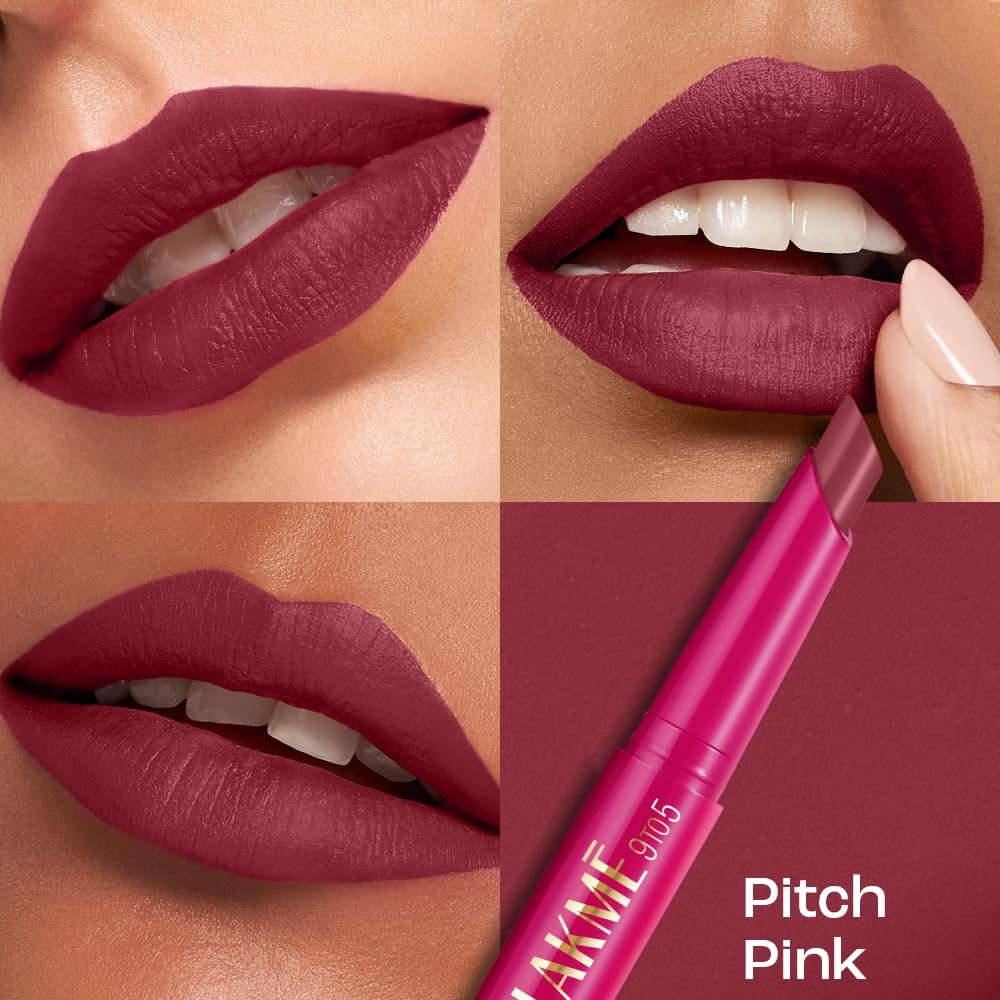 Lakme 9 to 5 Forever Matte Lip Crayon, Pitch Pink, 1.1g, for Smooth and Supple Lips, with Vitamin C, Matte Finish, 8 Hr Hydration, Long Lasting all day comfort, Retractable Crayon thumbnail