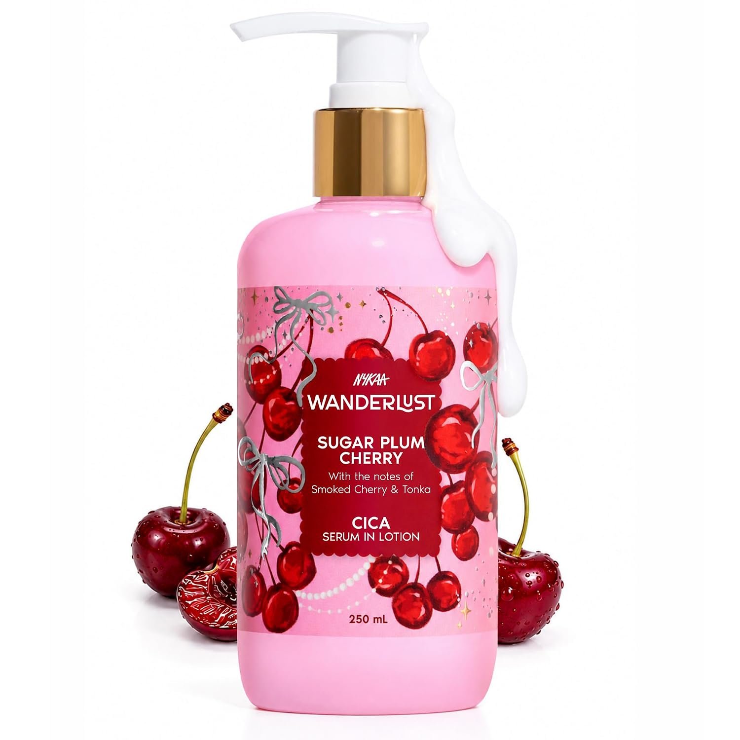 Nykaa Wanderlust Sugar Plum Cherry Moisturising Body Lotion, 250 ml |Cherry & Raspberry | Lightweight, Long-Lasting Moisturisation| Vegan, Paraben-Free I Suitable for All Skin Types