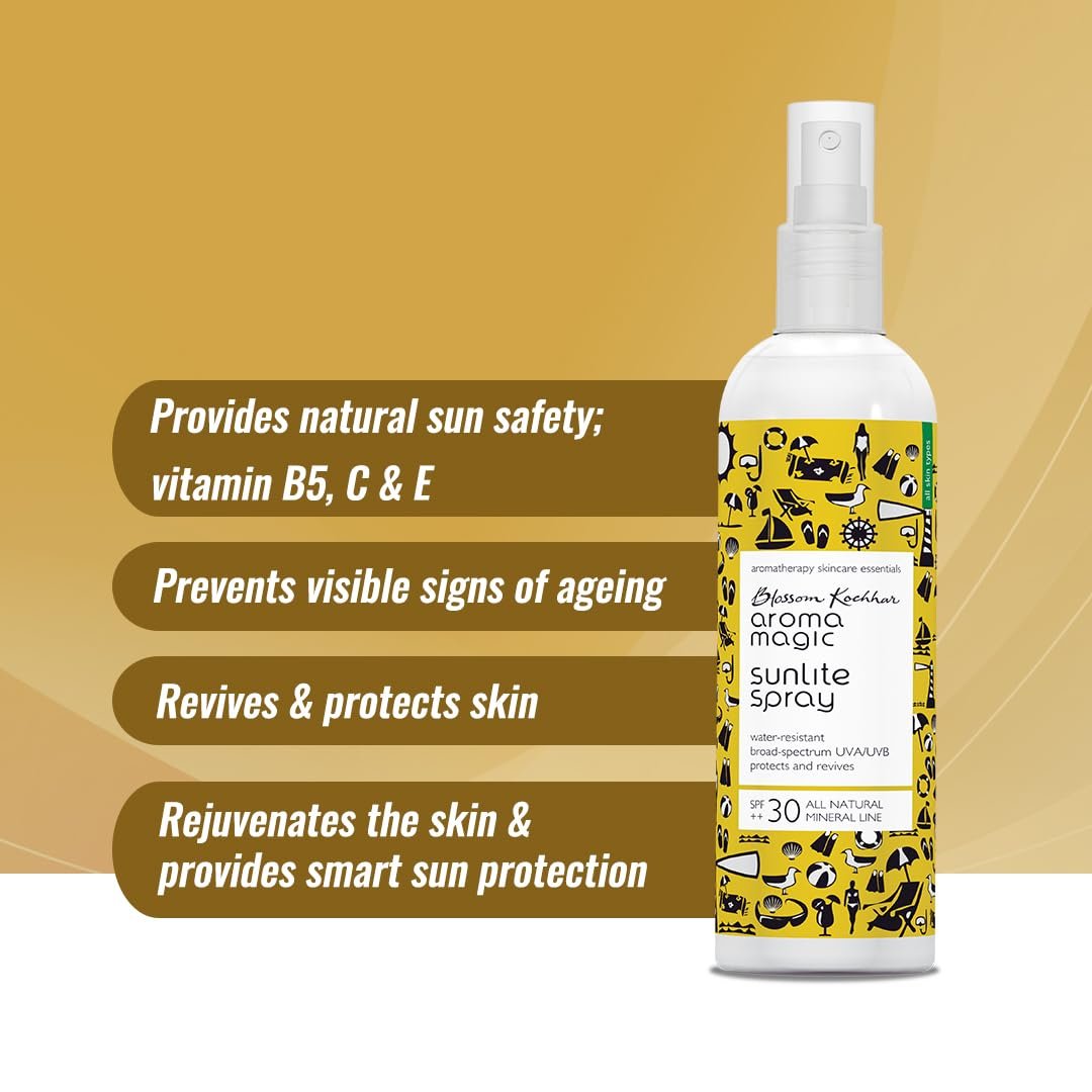 Aroma Magic Sunlite Mineral Sunscreen Spray SPF 30++ | Zinc Oxide Sun Protection | Anti-Aging, Non-Greasy & Water Resistant | Vitamins B5 C E | All Skin Types | 100ml thumbnail