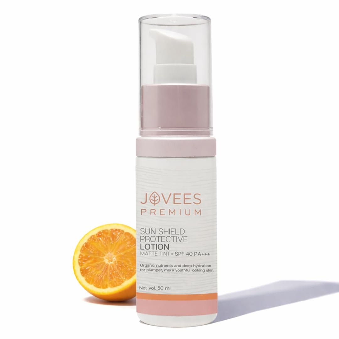 Jovees Sunscreen Sensitive Skin Premium Sun Shield Protective Lotion SPF 40 | Broad Spectrum PA+++ | Matte Tint | Infused with Organic Extracts | Lightweight Sunscreen For Men/Women- 50ML