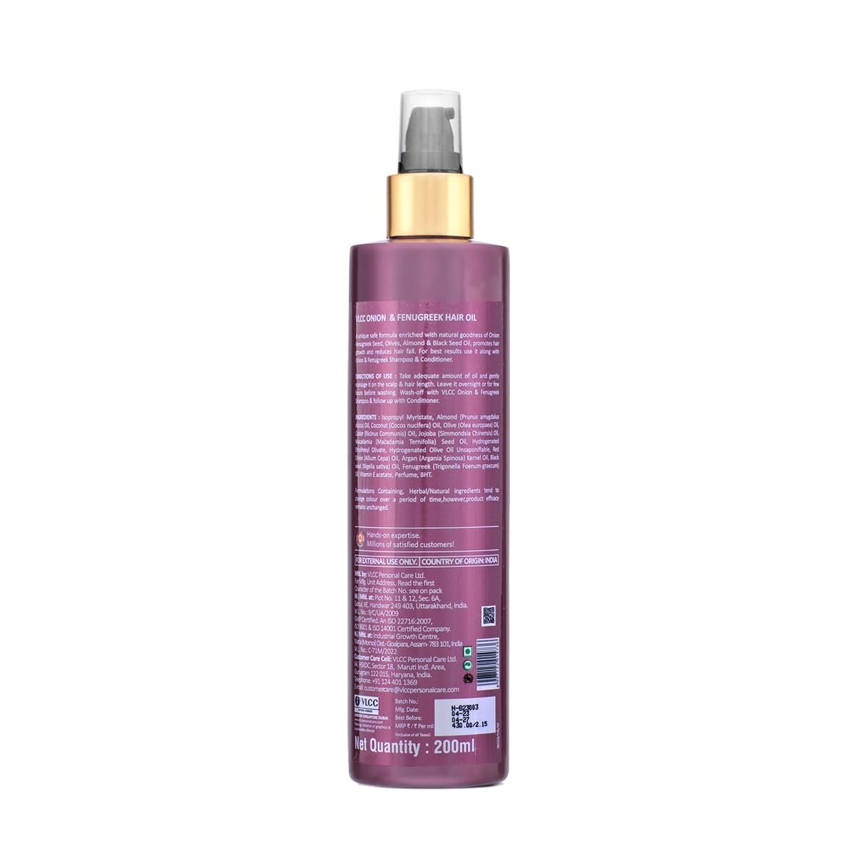 VLCC Onion & Fenugreek Hair Oil - 200ml | Deep Nourishing Hair Oil for Strengthening Hair Follicles. Thicker, Stronger, Frizz-Free Hair | Paraben Free | with Onion, Fenugreek, Almond & Black thumbnail
