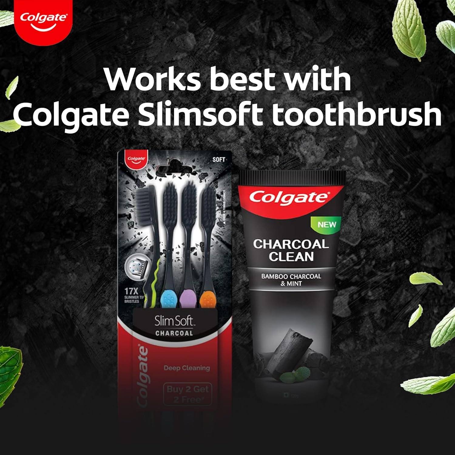 Colgate Charcoal Clean Black Gel Toothpaste, 120g, Bamboo Charcoal and Wintergreen Mint for a Clean Mouth Experience(Bad Breath Treatment) thumbnail